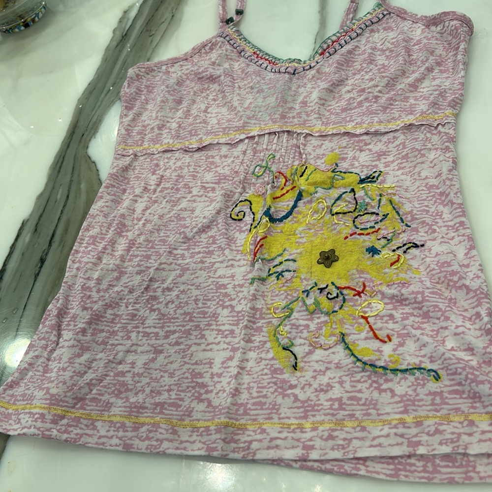 Hand Embroidered Pink Tank Top-M - Picture 6 of 16